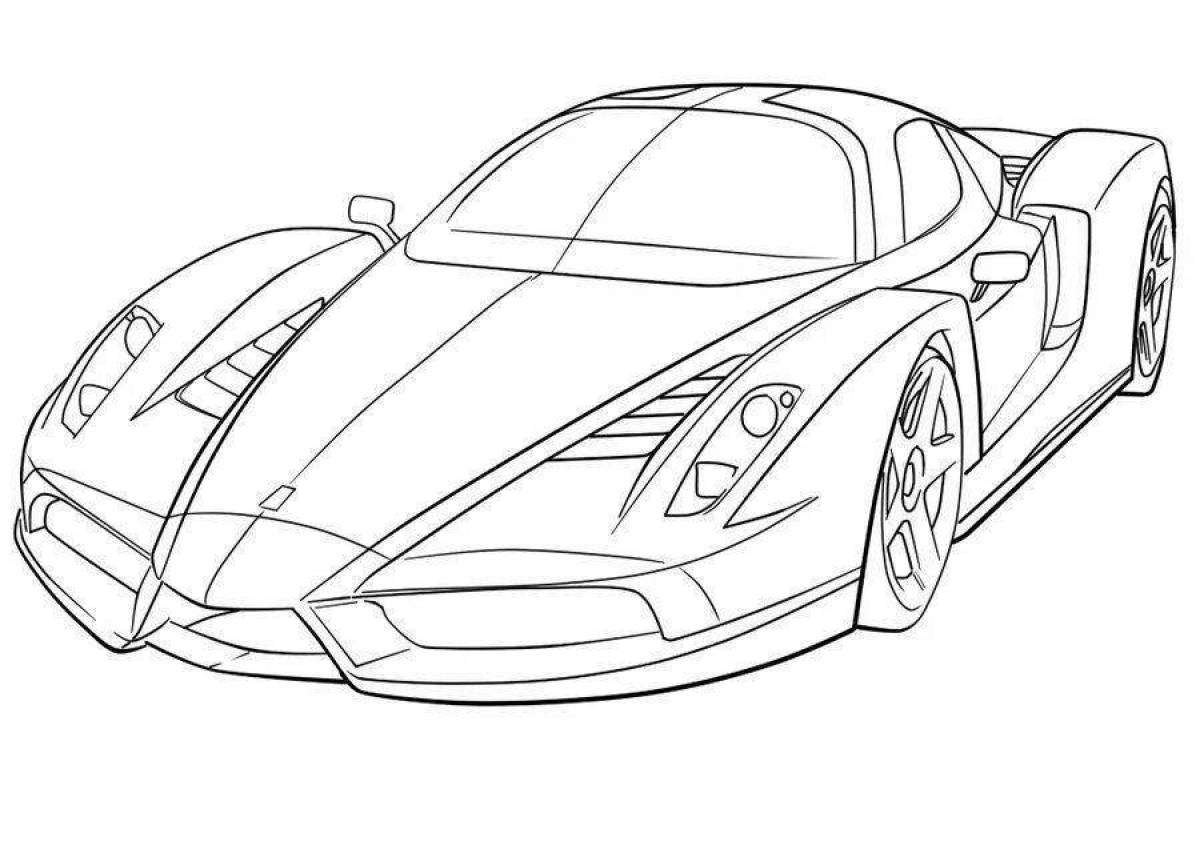 Intricate supercar coloring page