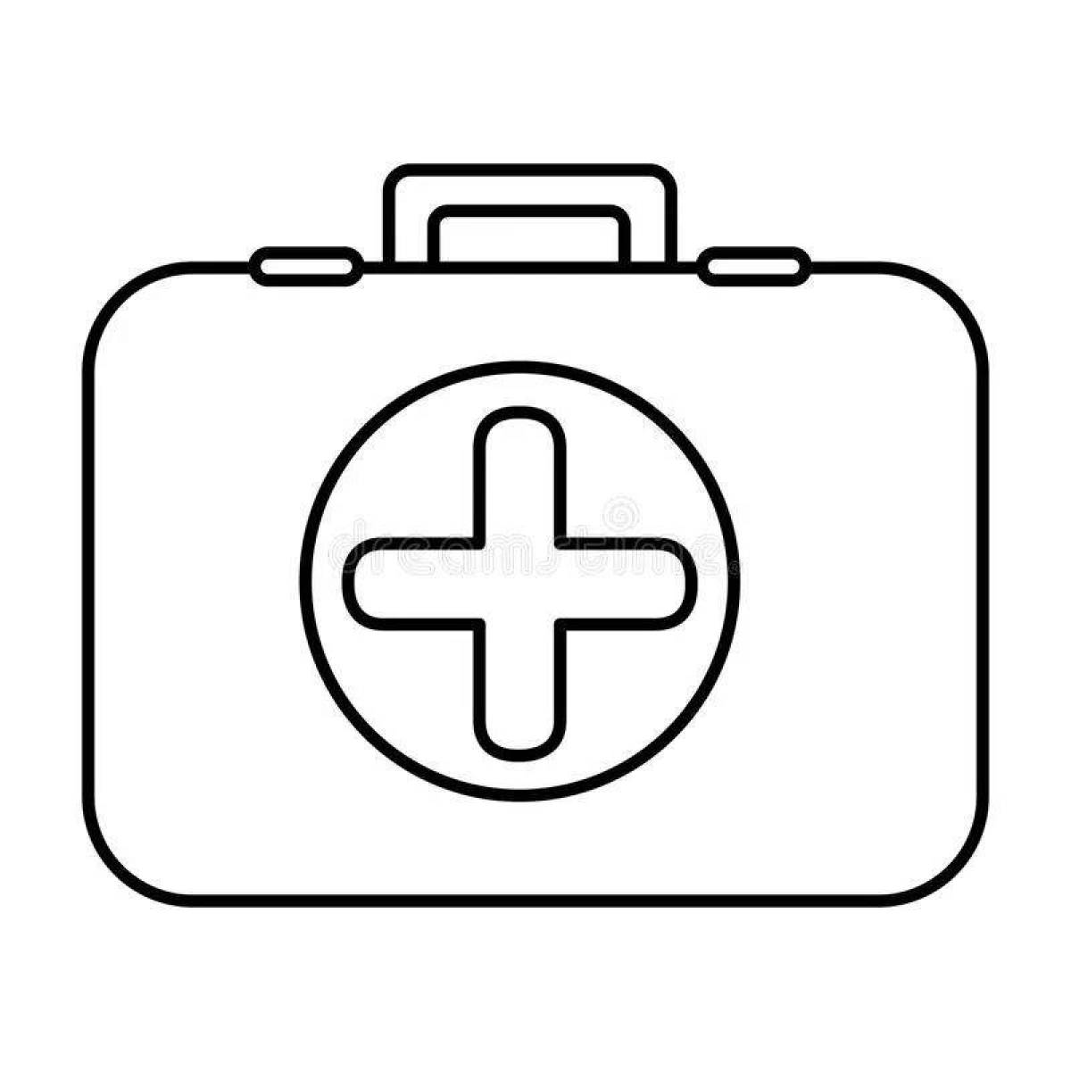Fascinating first aid kit coloring page