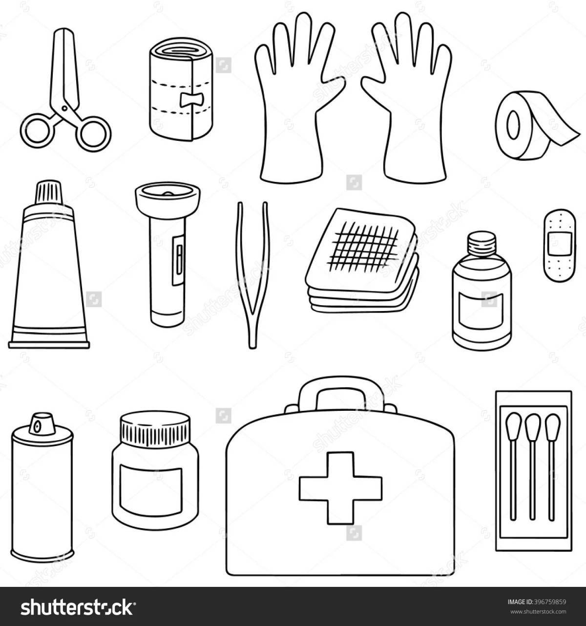 First aid kit amazing coloring book