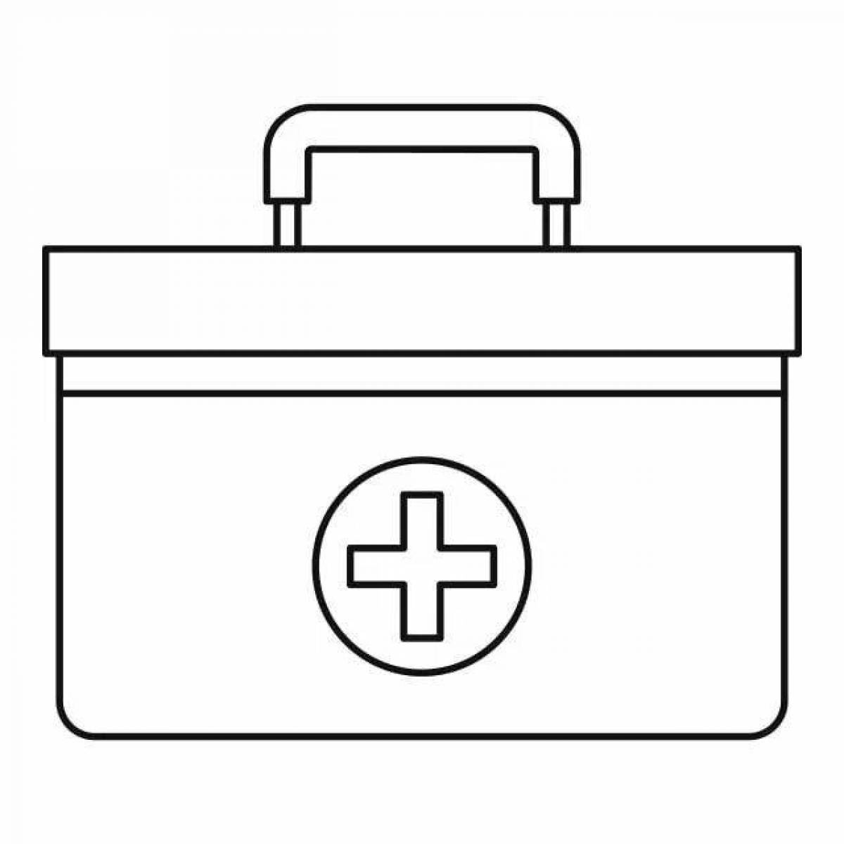Colourful dazzling first aid kit coloring book