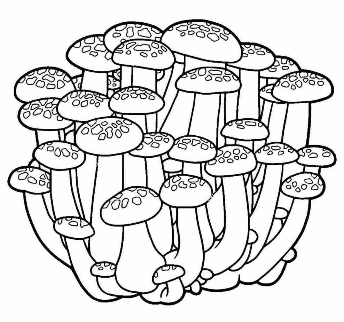 Rampant honey mushroom coloring page