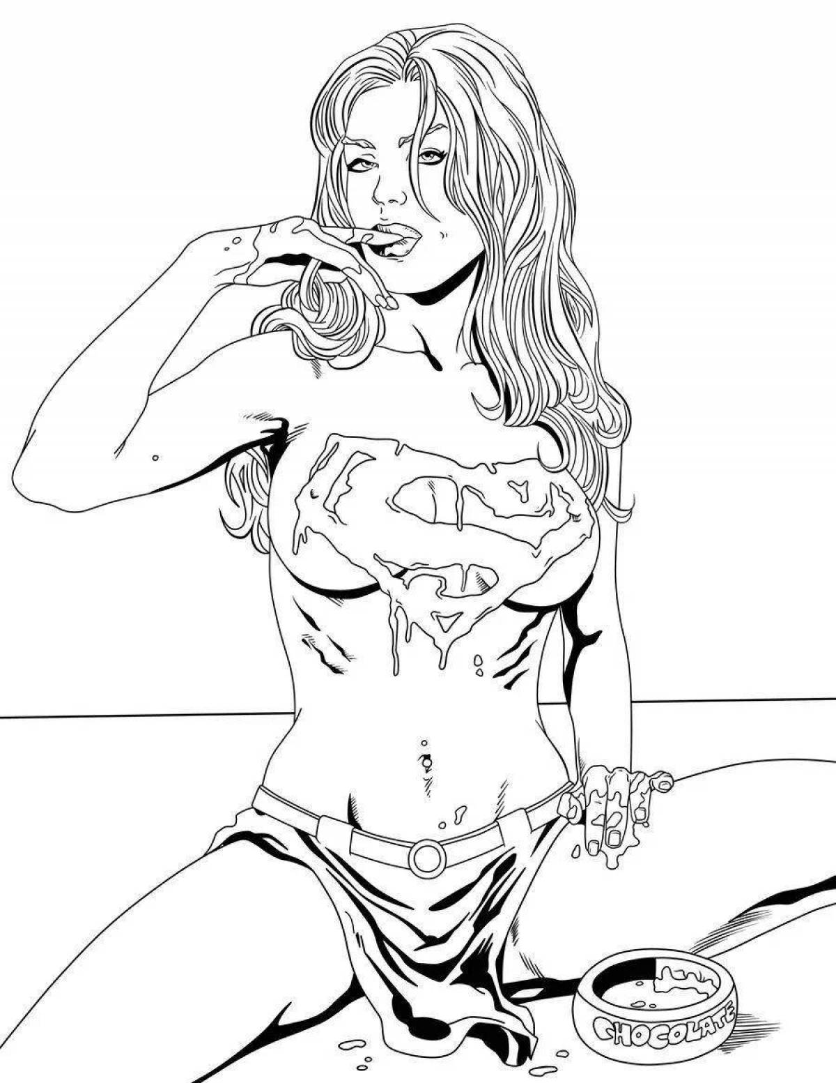 Joyful nude girls coloring pages