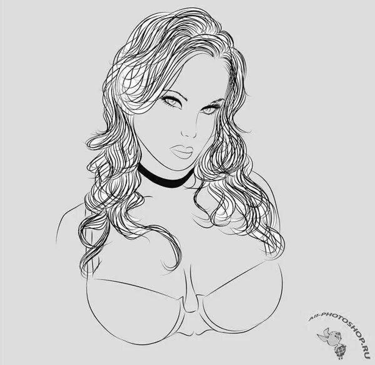 Playful nude girls coloring pages