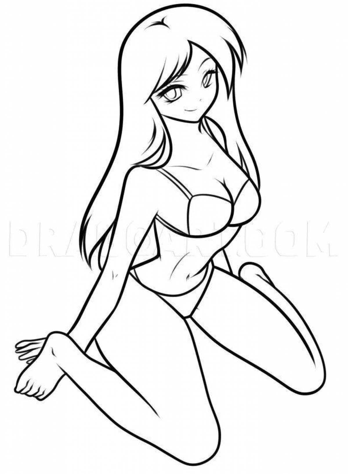 Coloring page beautiful naked girls
