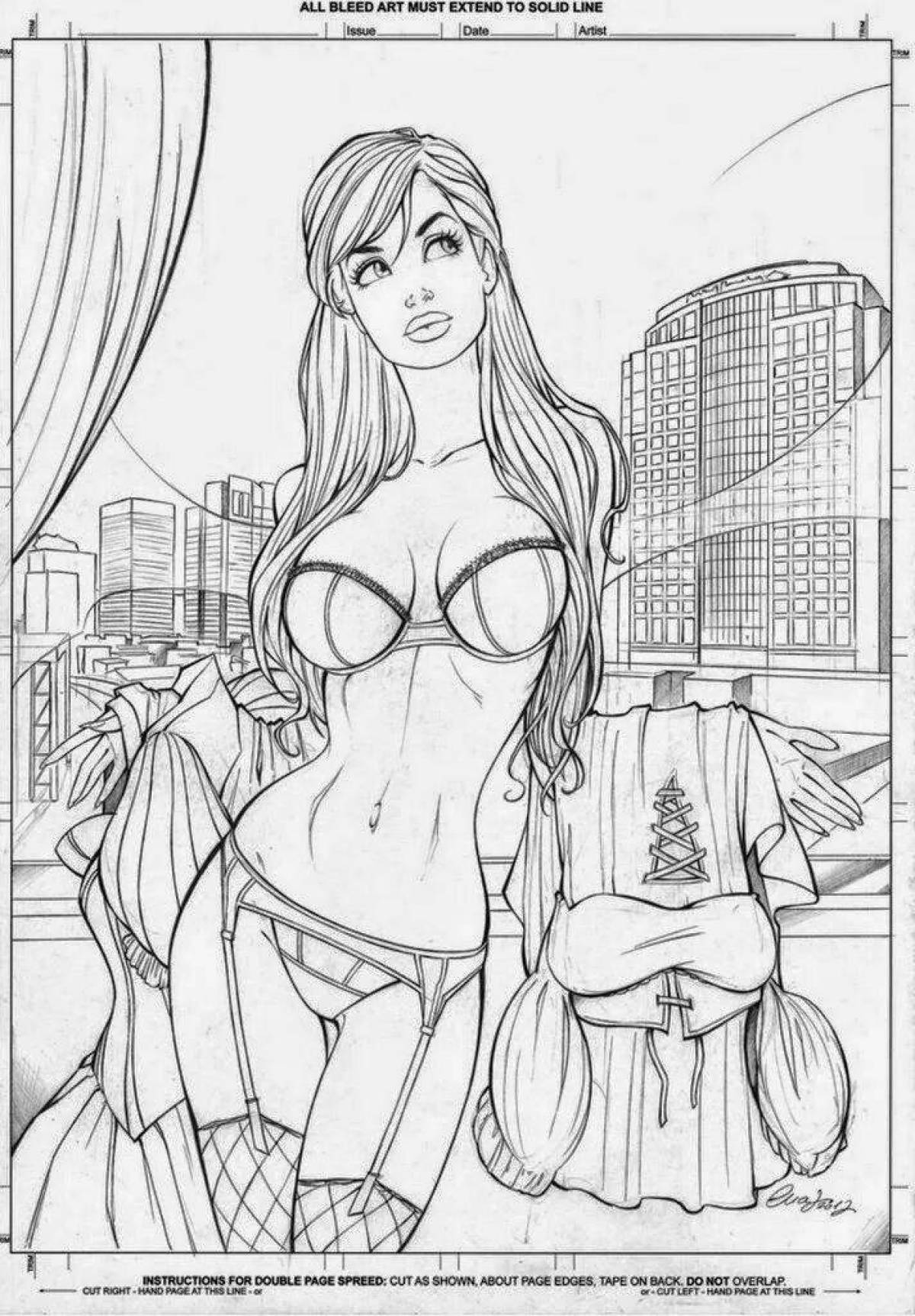 Coloring page charming nude girls