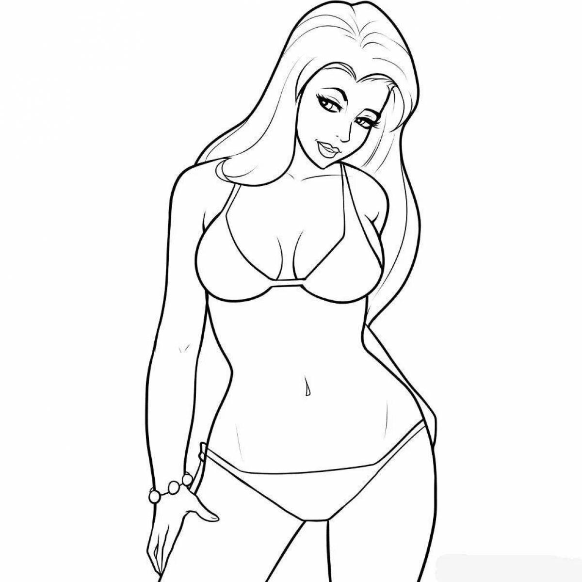 Flirty naked girls coloring page