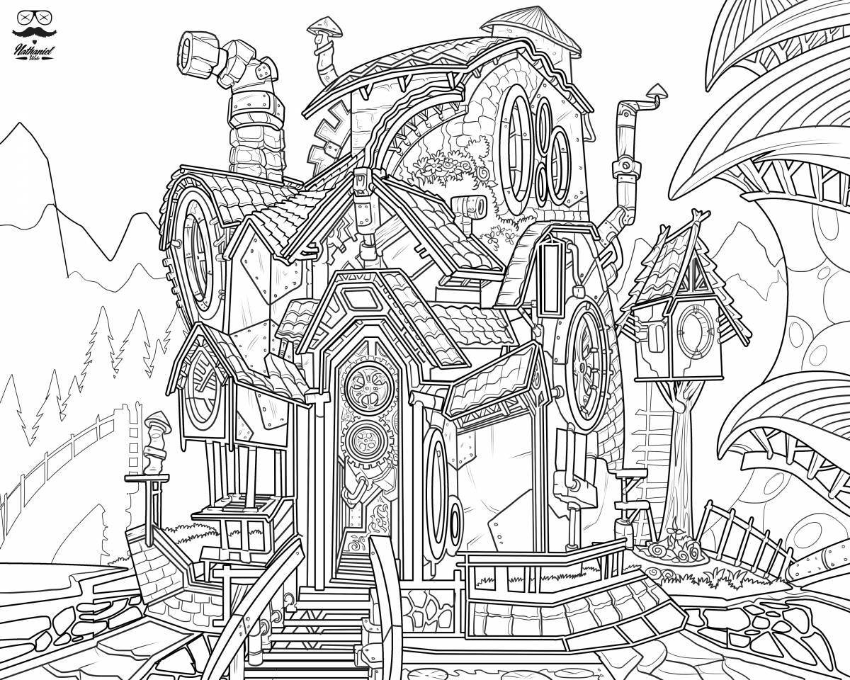 Exquisite fantasy worlds coloring book