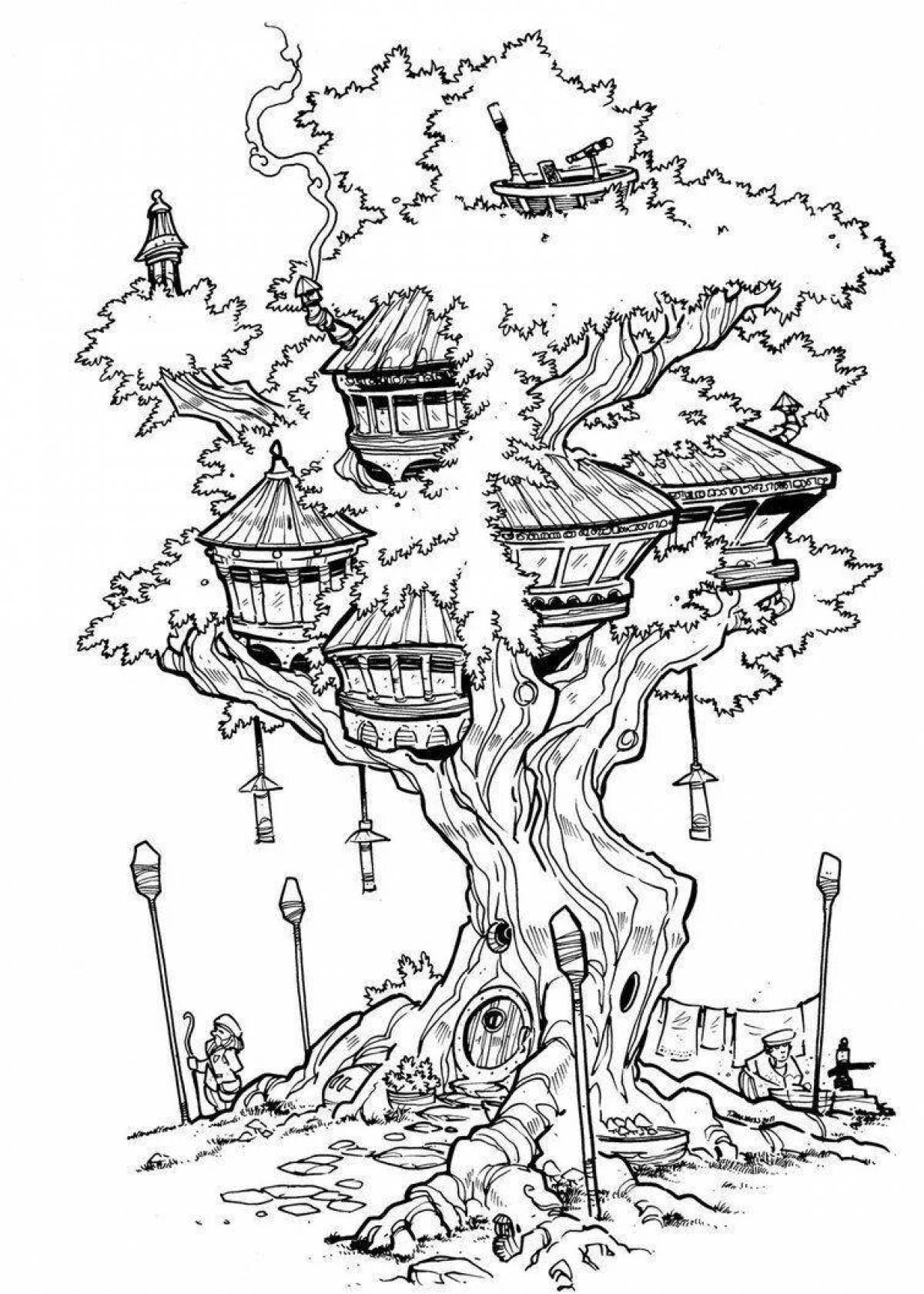 Glowing fantasy worlds coloring pages