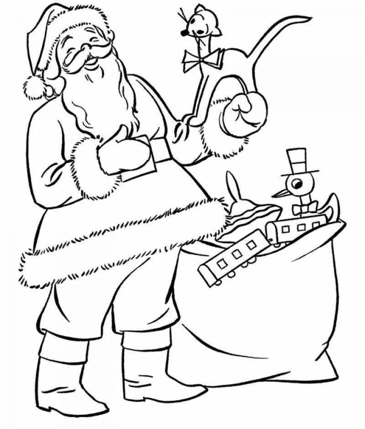 Playful santa coloring page