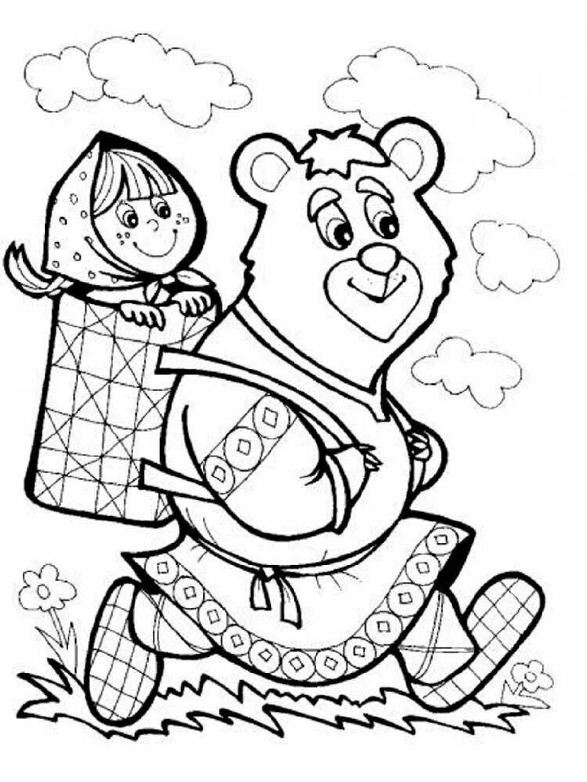 Adorable coloring book for children 3-4 years old Russian folk tales