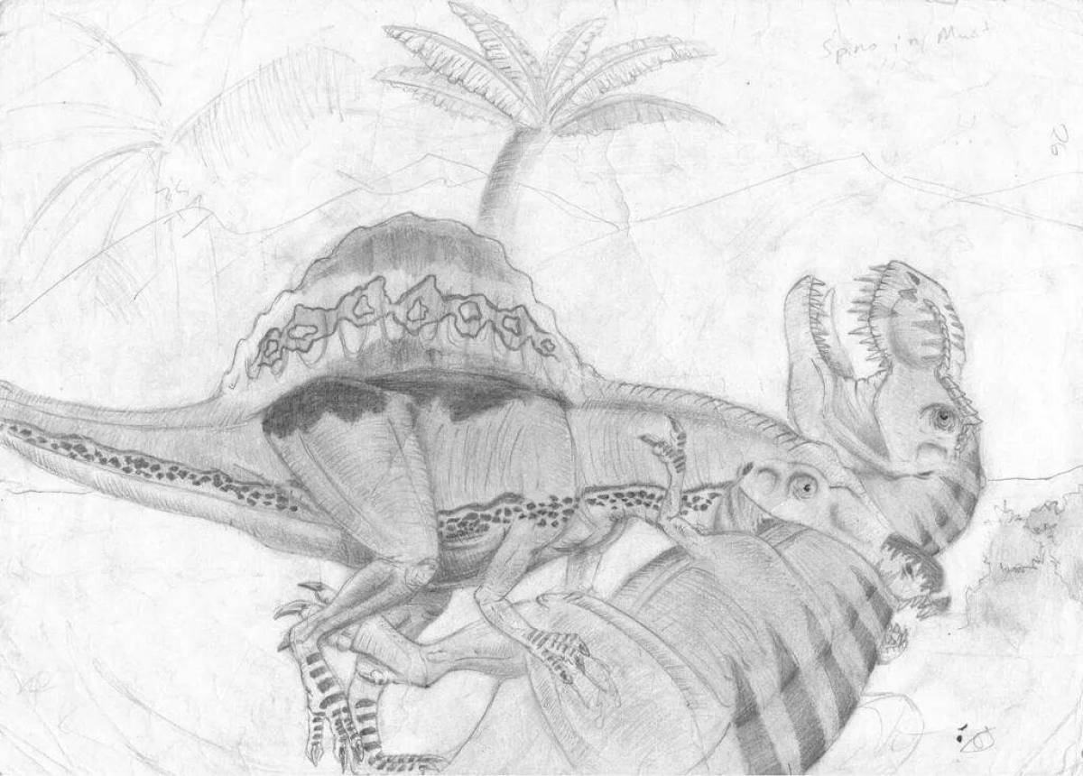 Подробная раскраска черепозавр