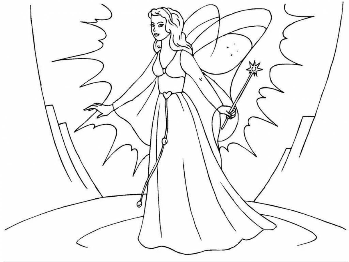 Coloring page charming sorceress