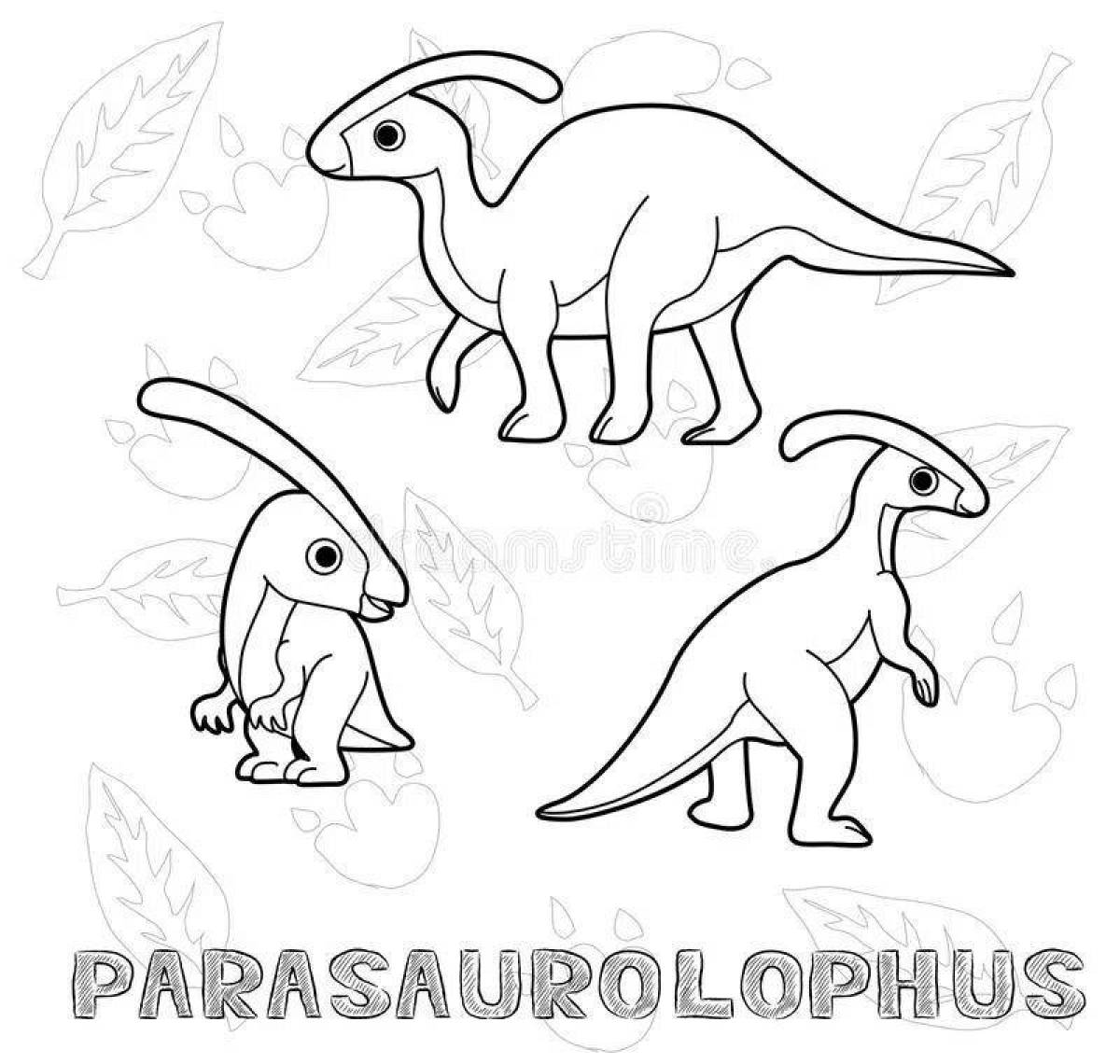 Coloring page joyful parasaurolophus