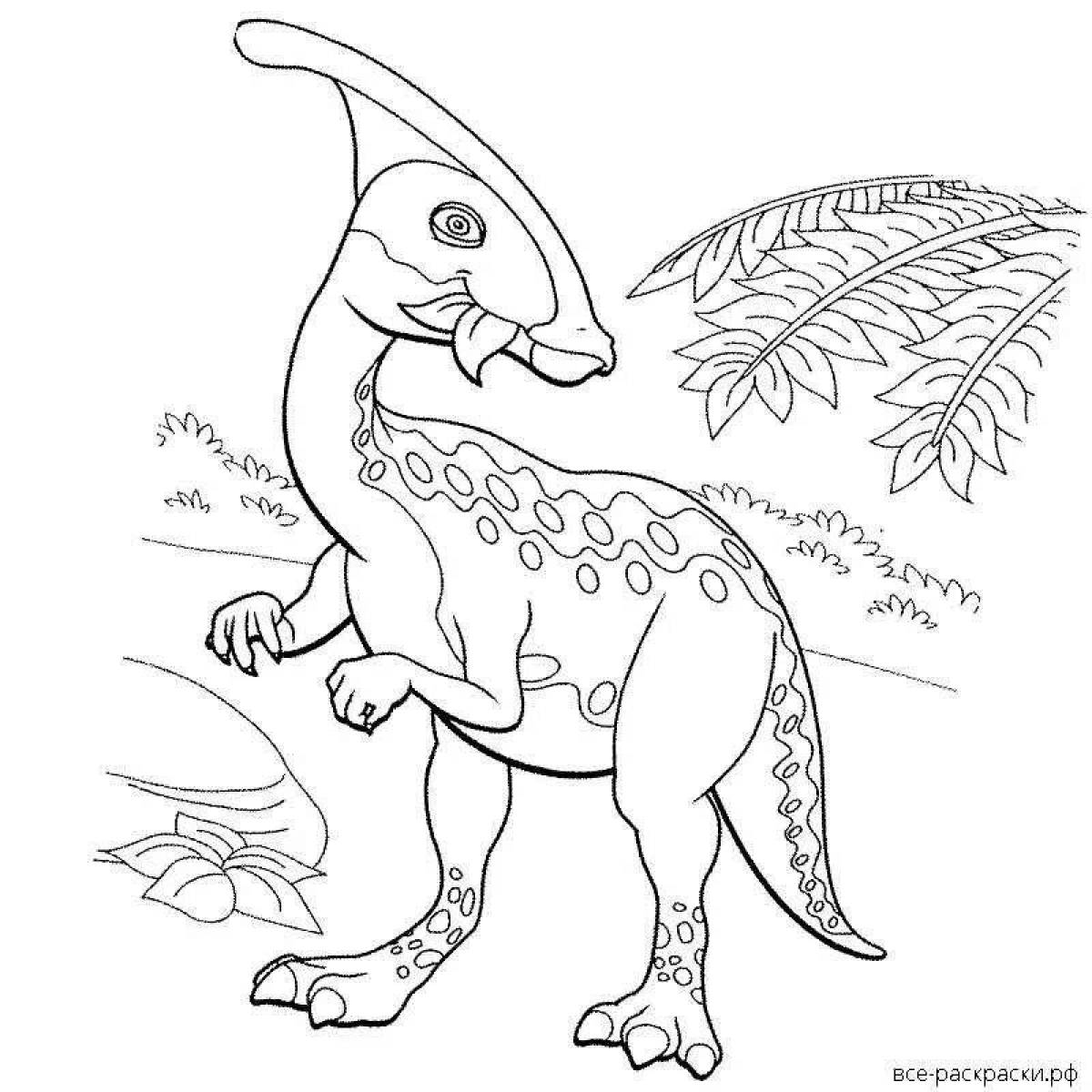 Coloring book striking parasaurolophus