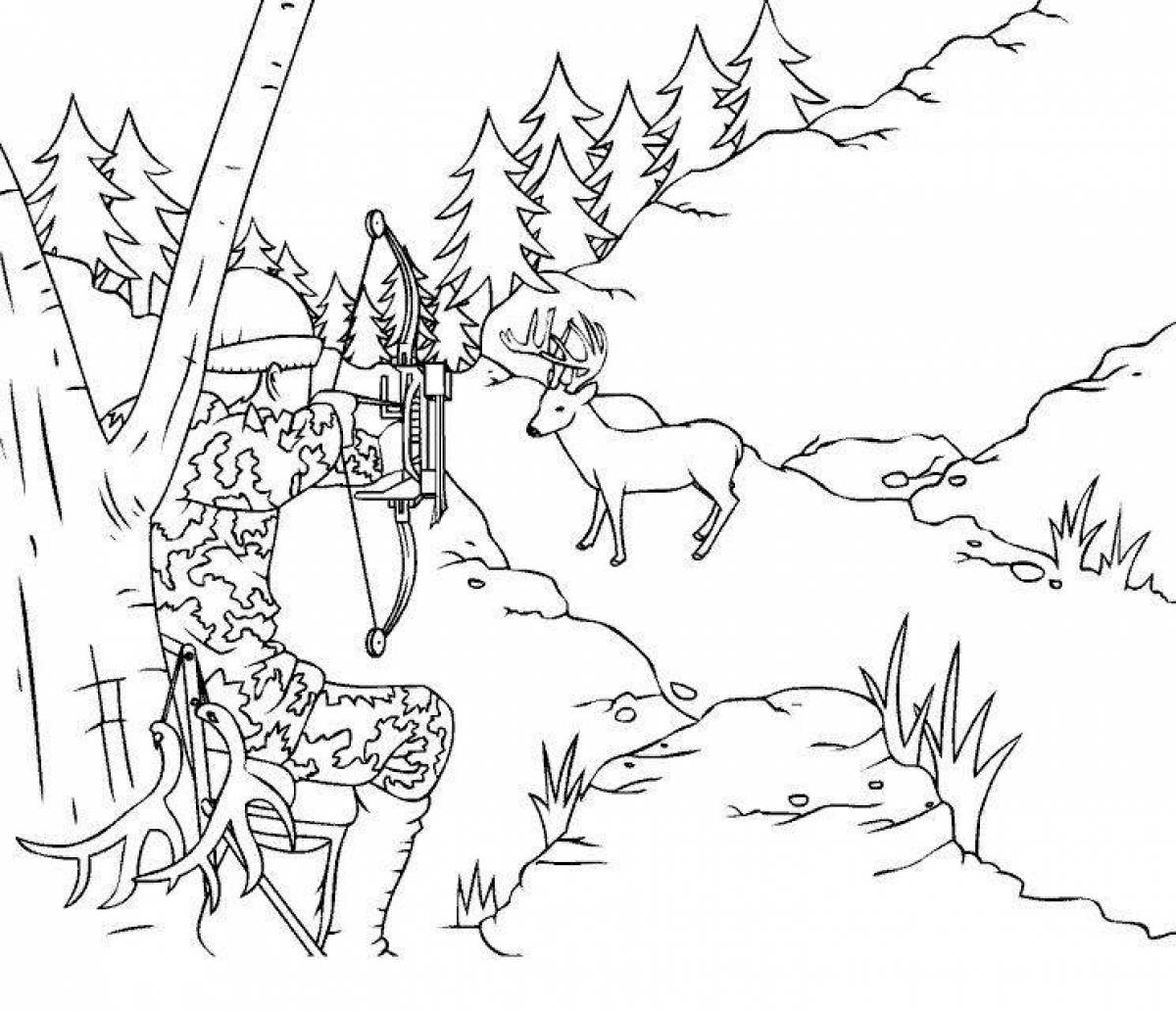 Amazing hunting coloring book