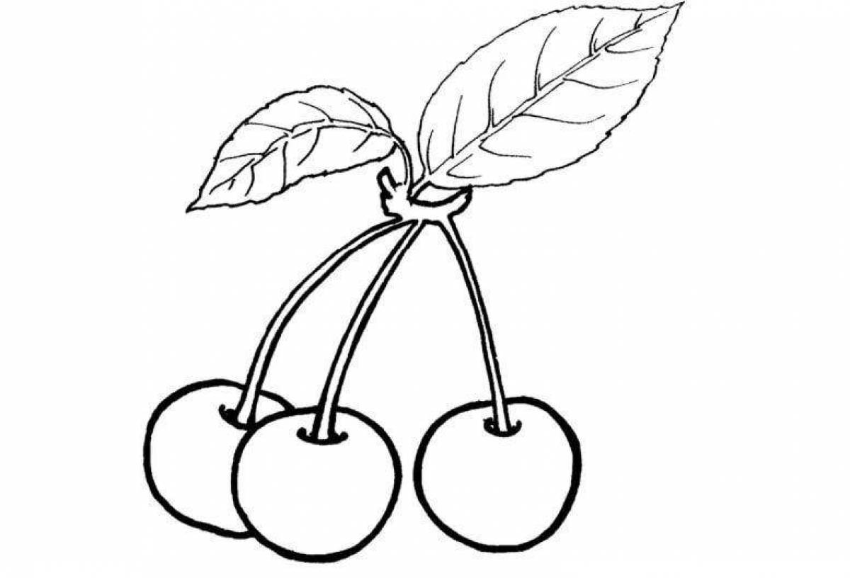 Glowing cherry coloring page