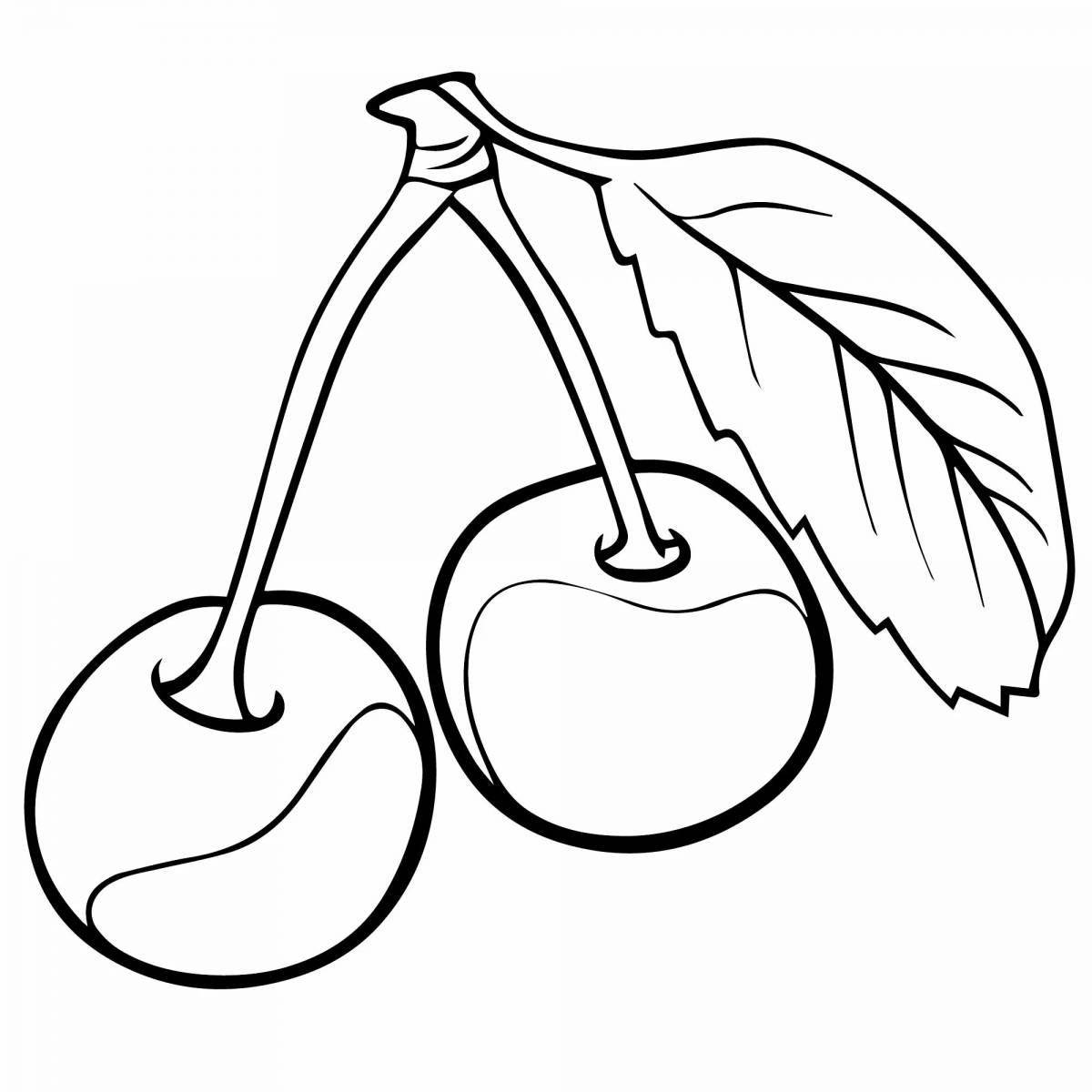 Sunny cherry coloring page