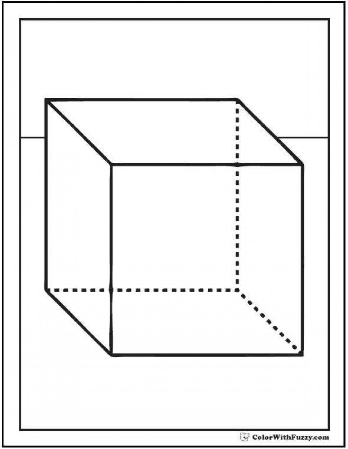 Attractive cube coloring page