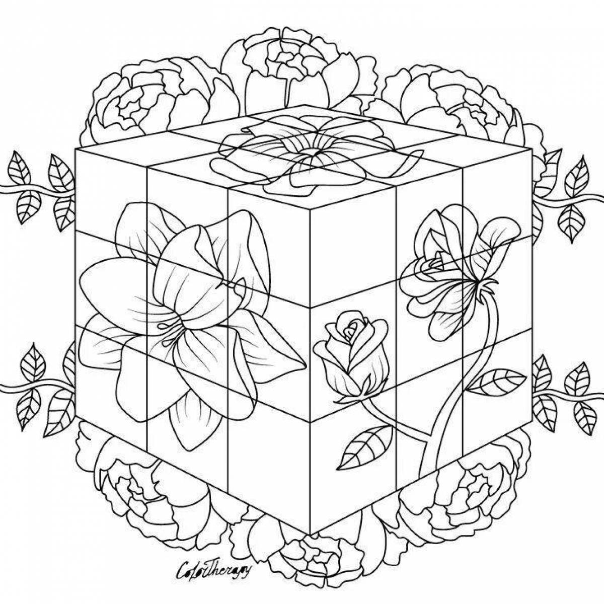 Fun cube coloring page