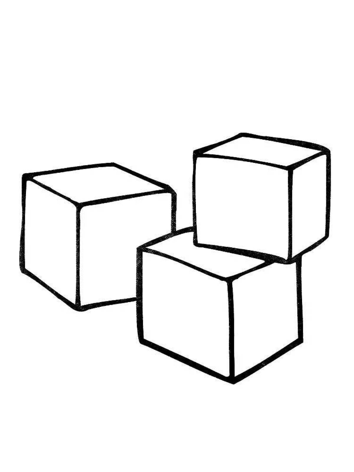 Charming cube coloring page