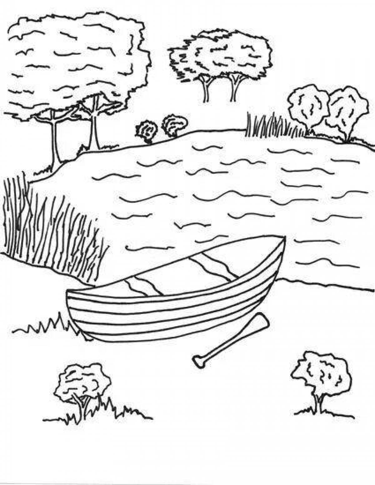 Calming lake coloring page