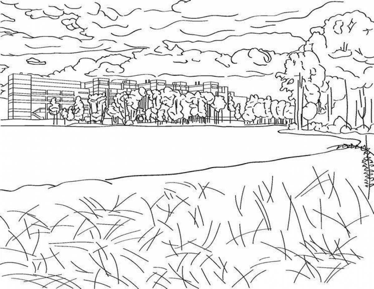 Mysterious lake coloring page