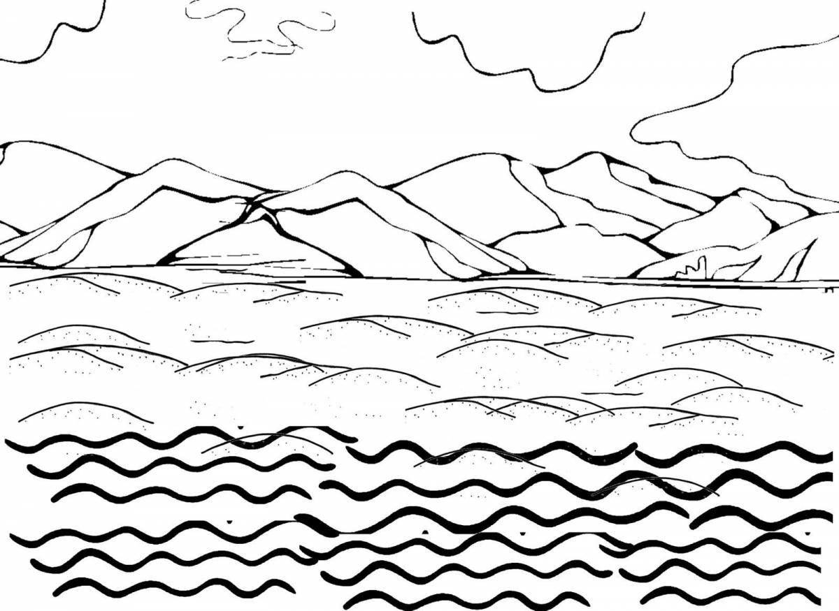Happy lake coloring page