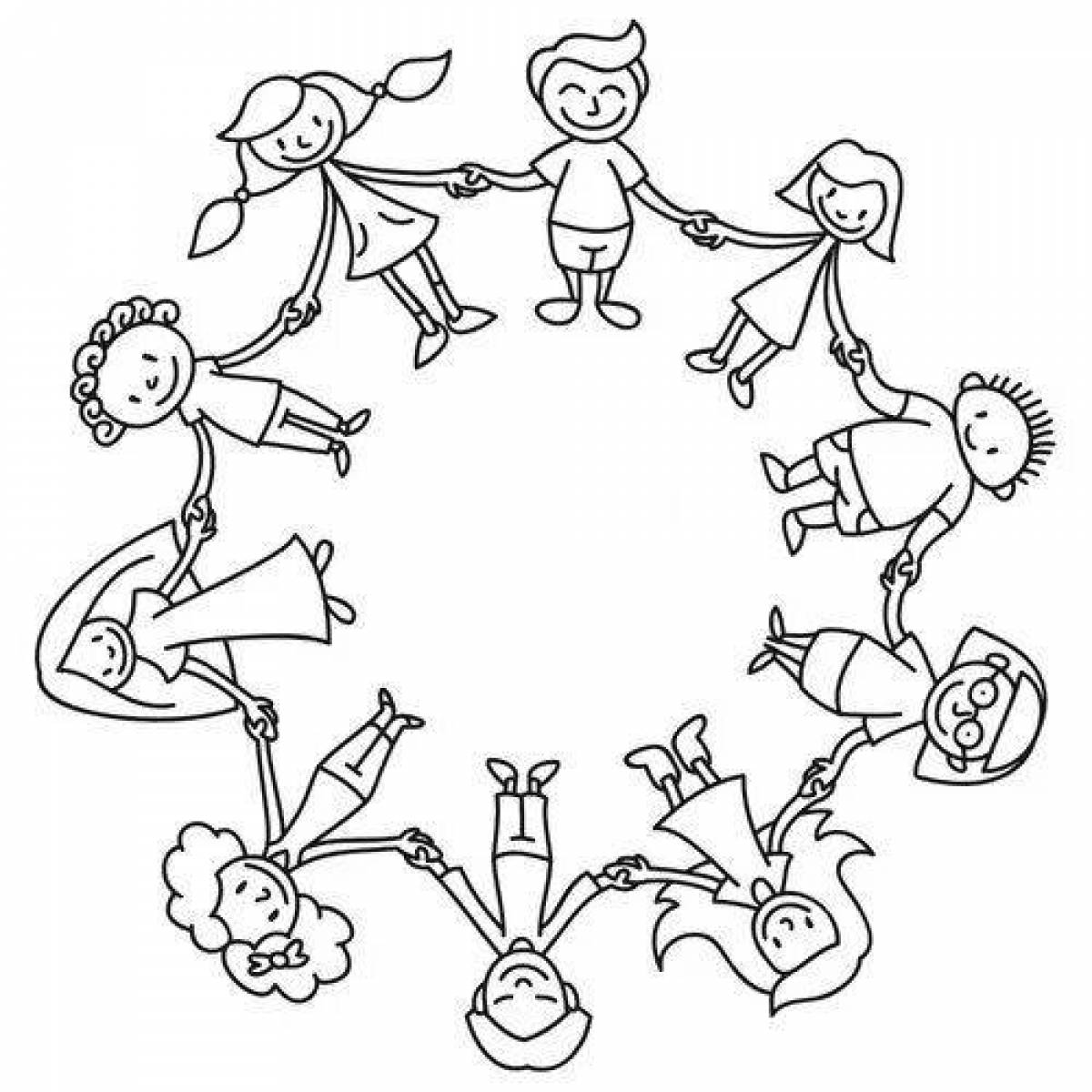 Coloring page happy round dance