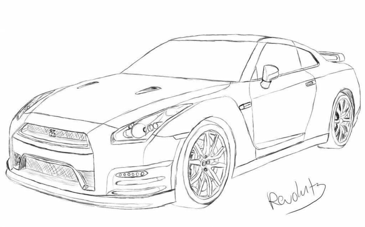 Нарисовать 35. Nissan GTR r35 Blueprint. Nissan GTR r35 раскраска. Ниссан ГТР 35 сбоку нарисовать. Раскраски машины Ниссан ГТР.