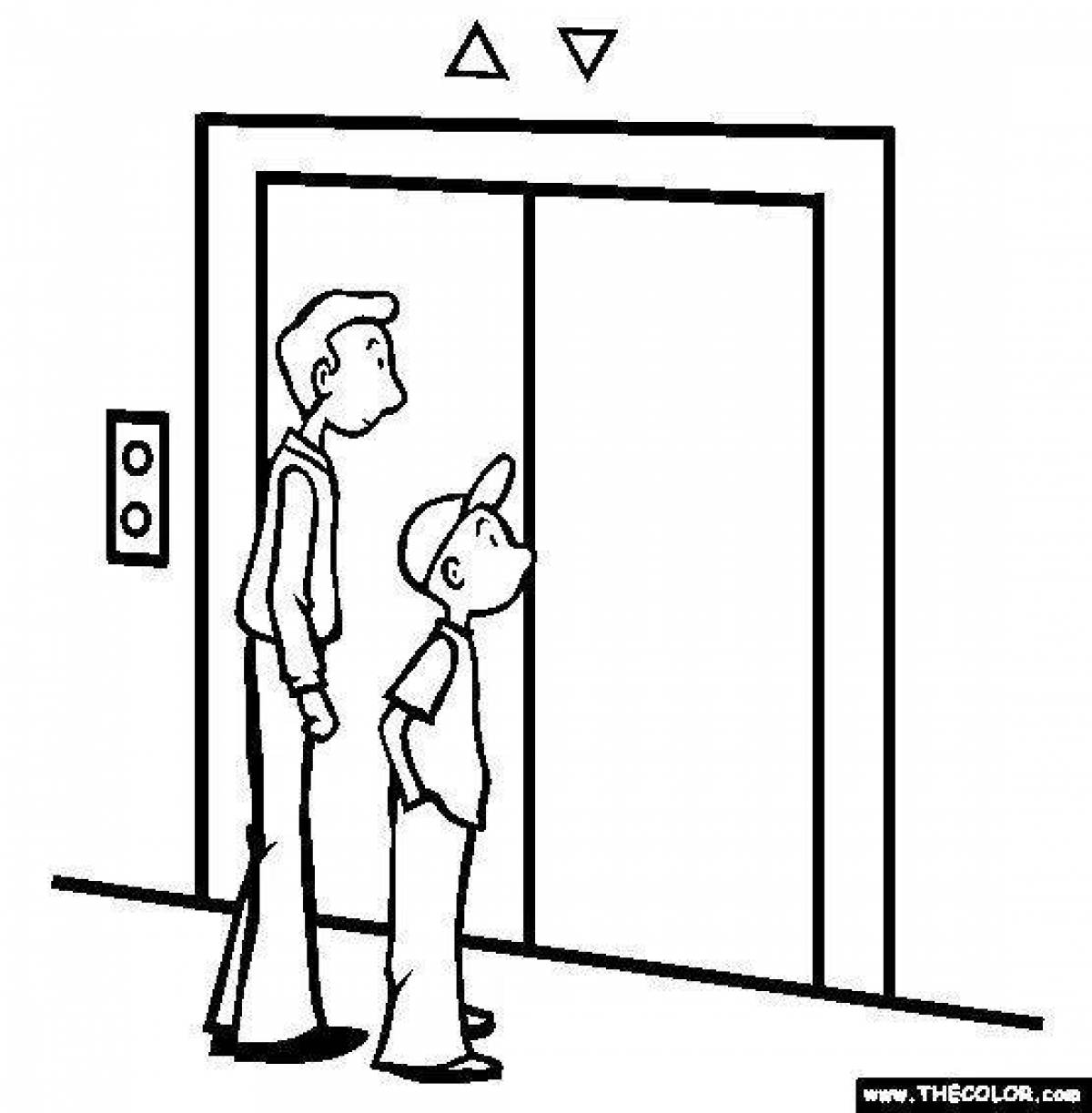 Безопасность в лифте раскраска для детей
