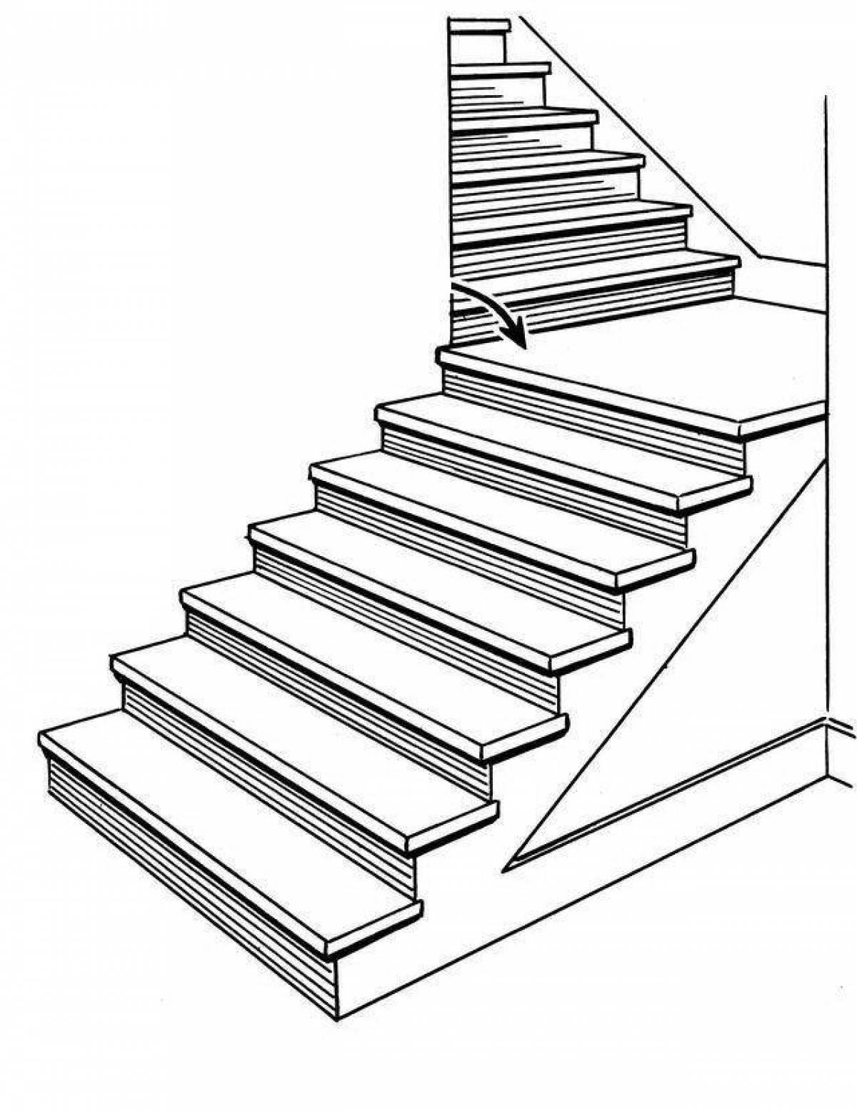 Лестница между этажами вектор сбоку