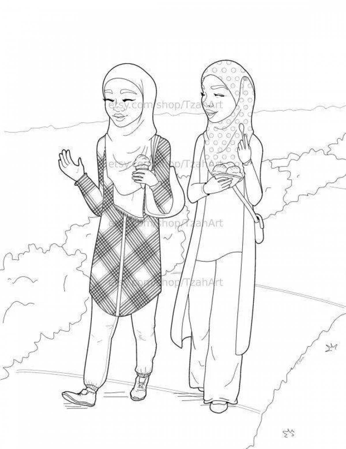 Раскраски для девочек мусульманок