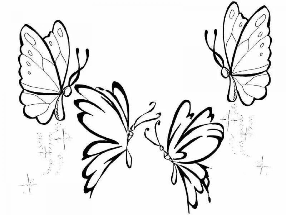 Раскраски 3 маленькие бабочки