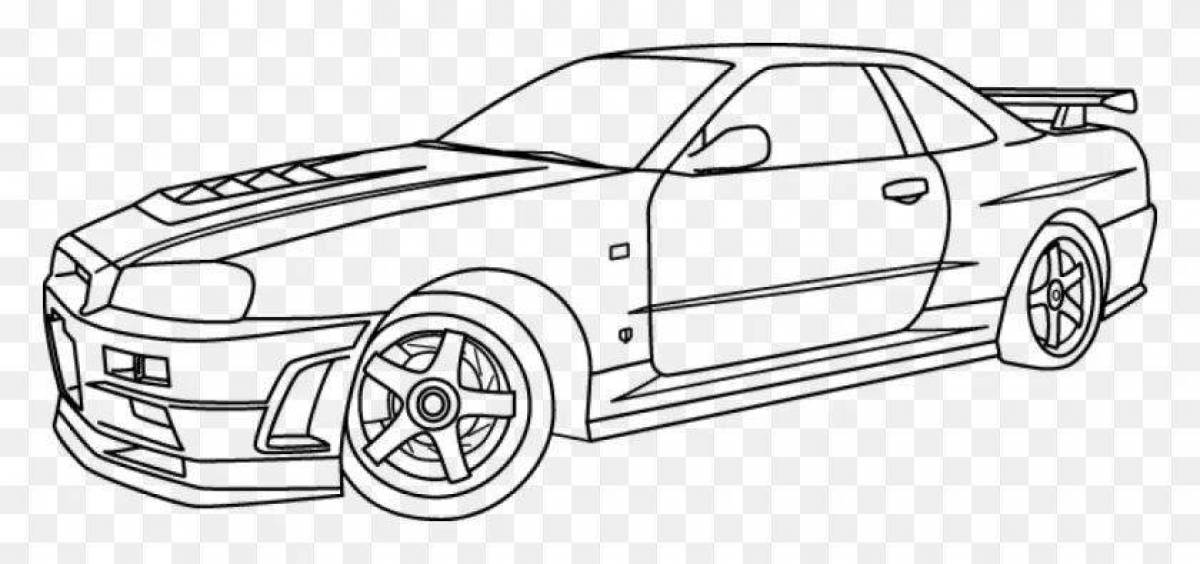 Greatly colored gtr coloring page