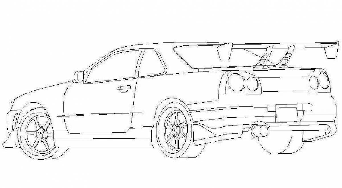 Colorfully nice gtr coloring page