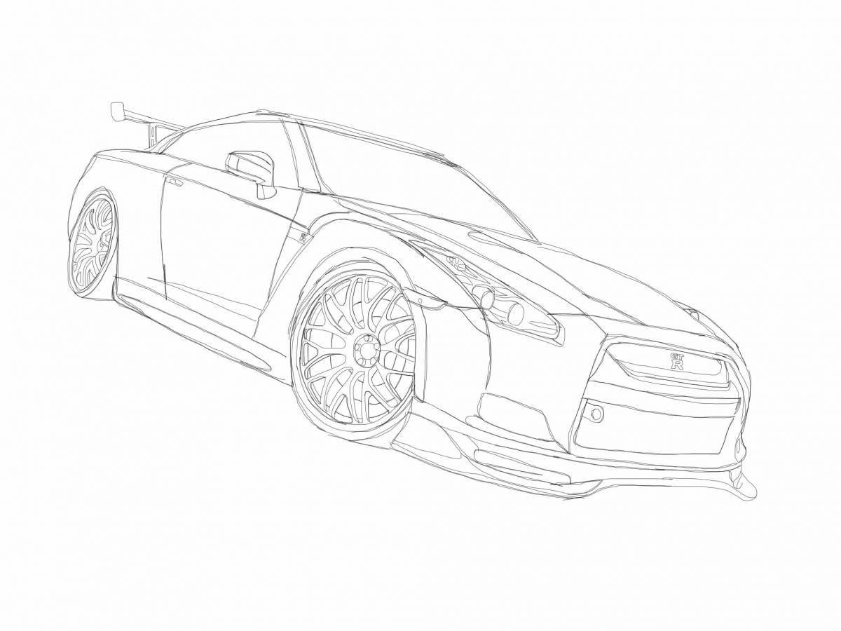 Colorfully glitter gtr coloring page