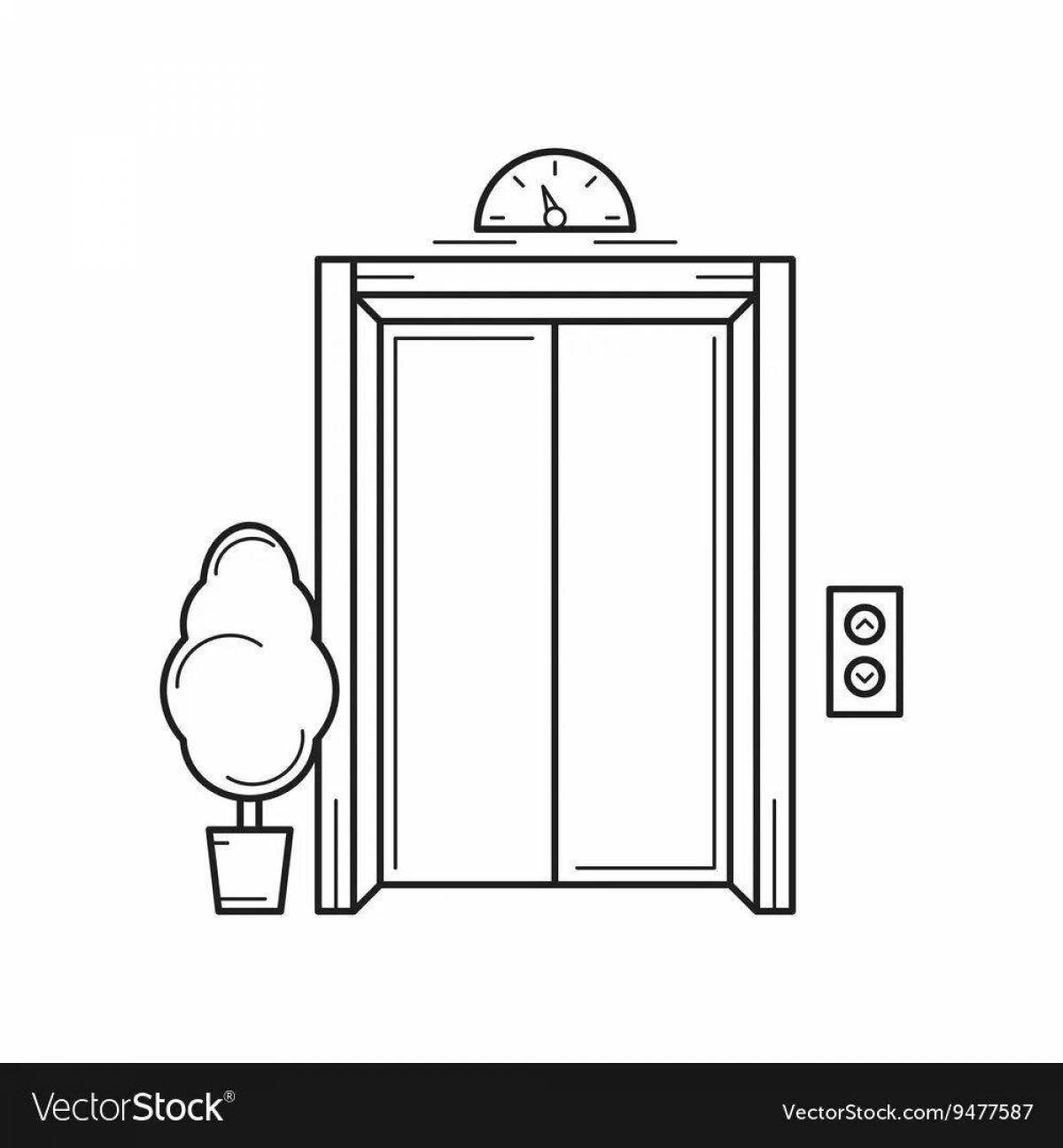 Colorful elevator coloring page