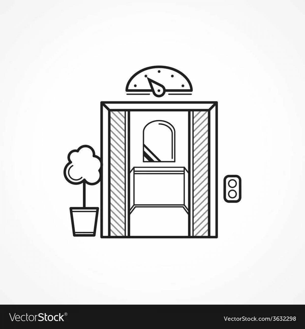 Coloring page cheerful elevator