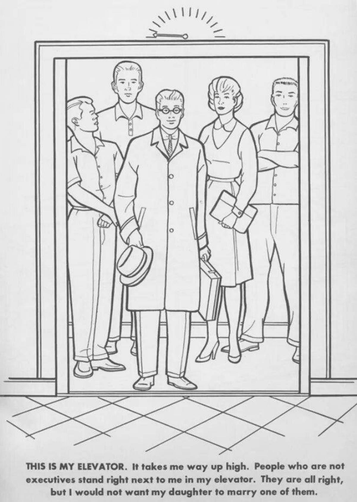 Shiny elevator coloring page