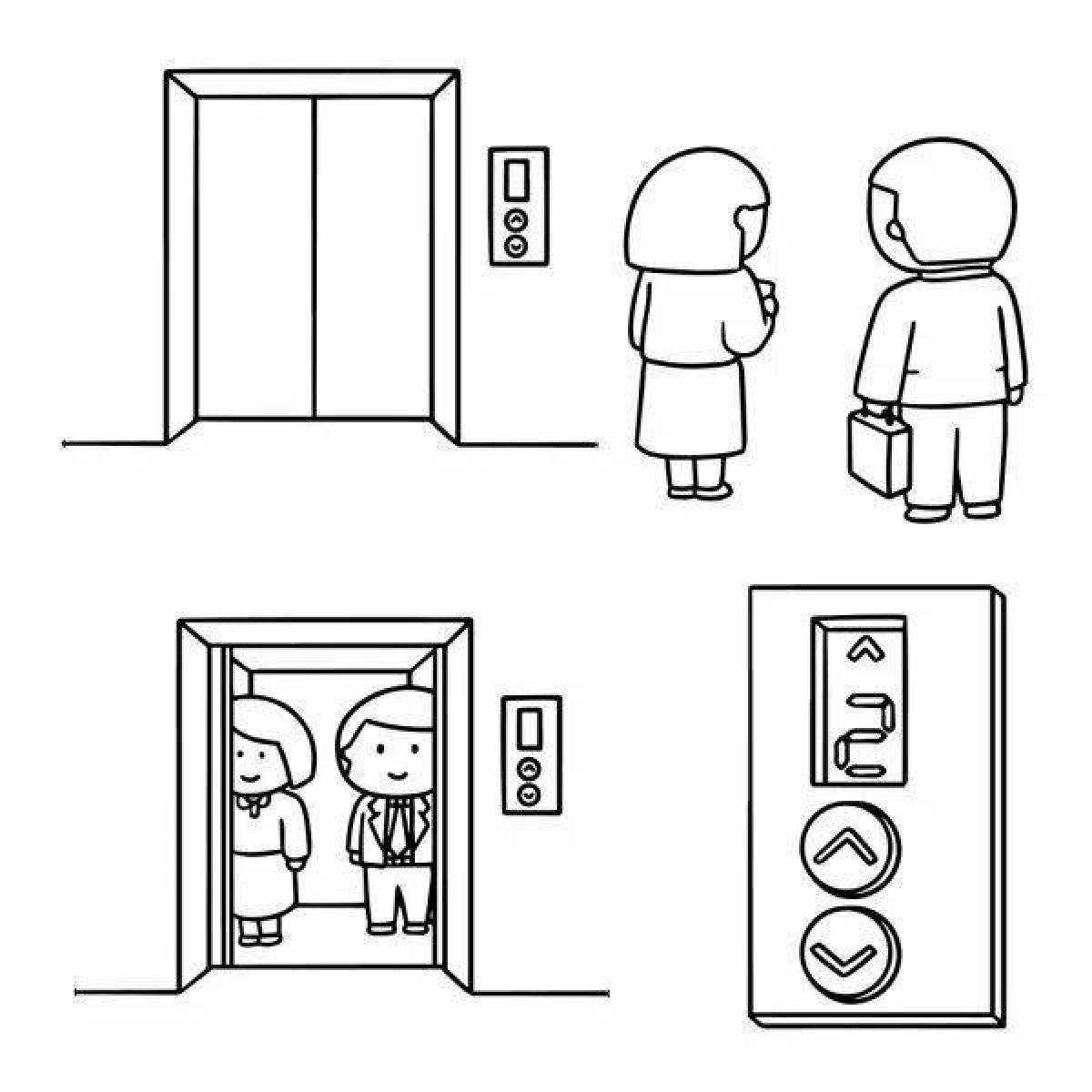 Majestic elevator coloring page