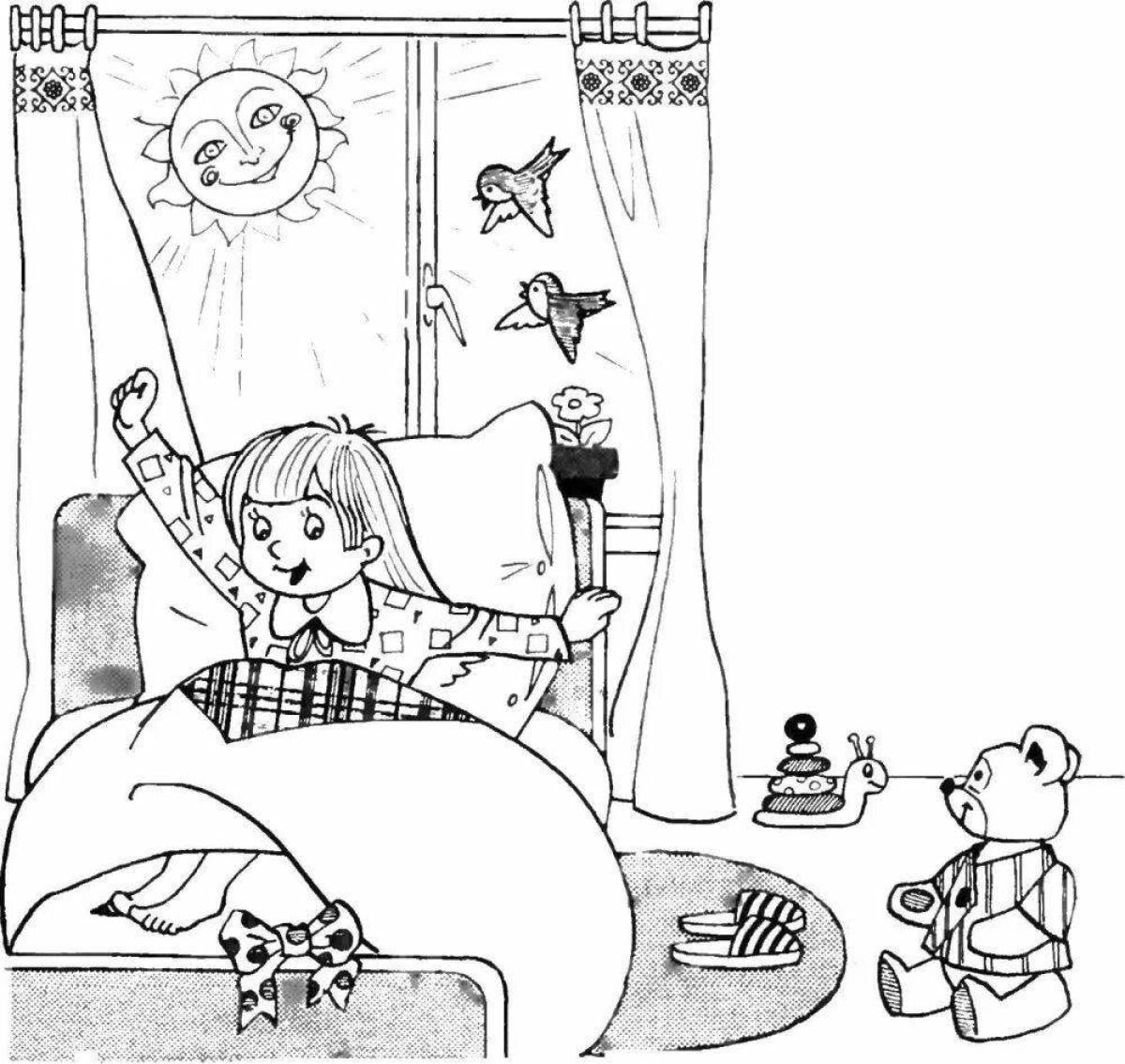 Glittering morning coloring page