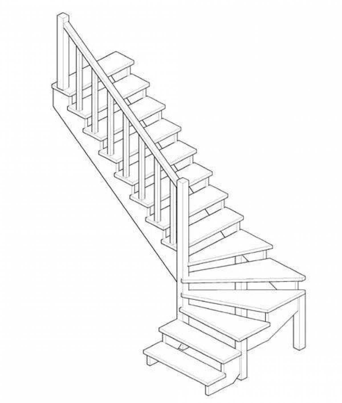 Joyful staircase coloring page