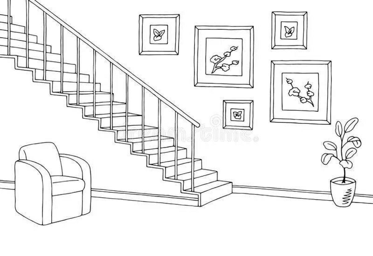 Exciting stairs coloring page