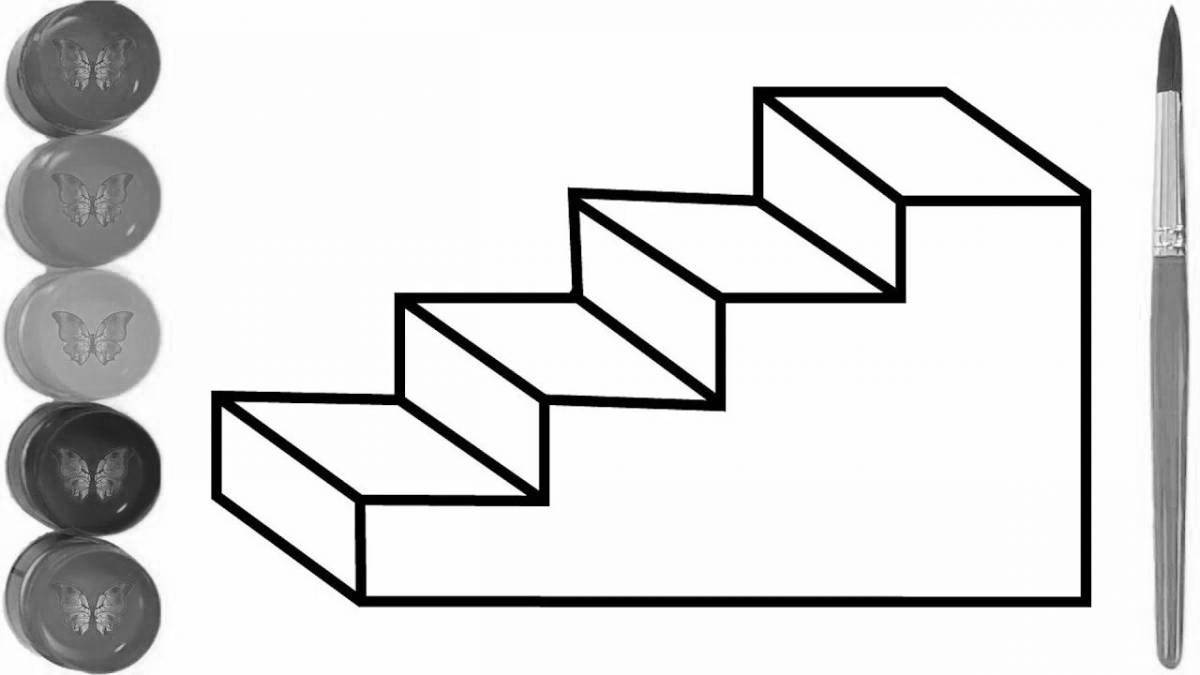 Bold staircase coloring page