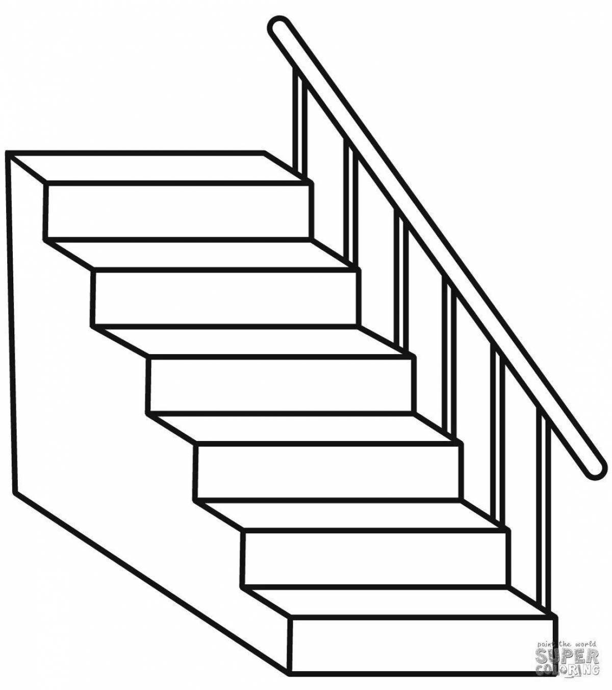 Gorgeous staircase coloring page