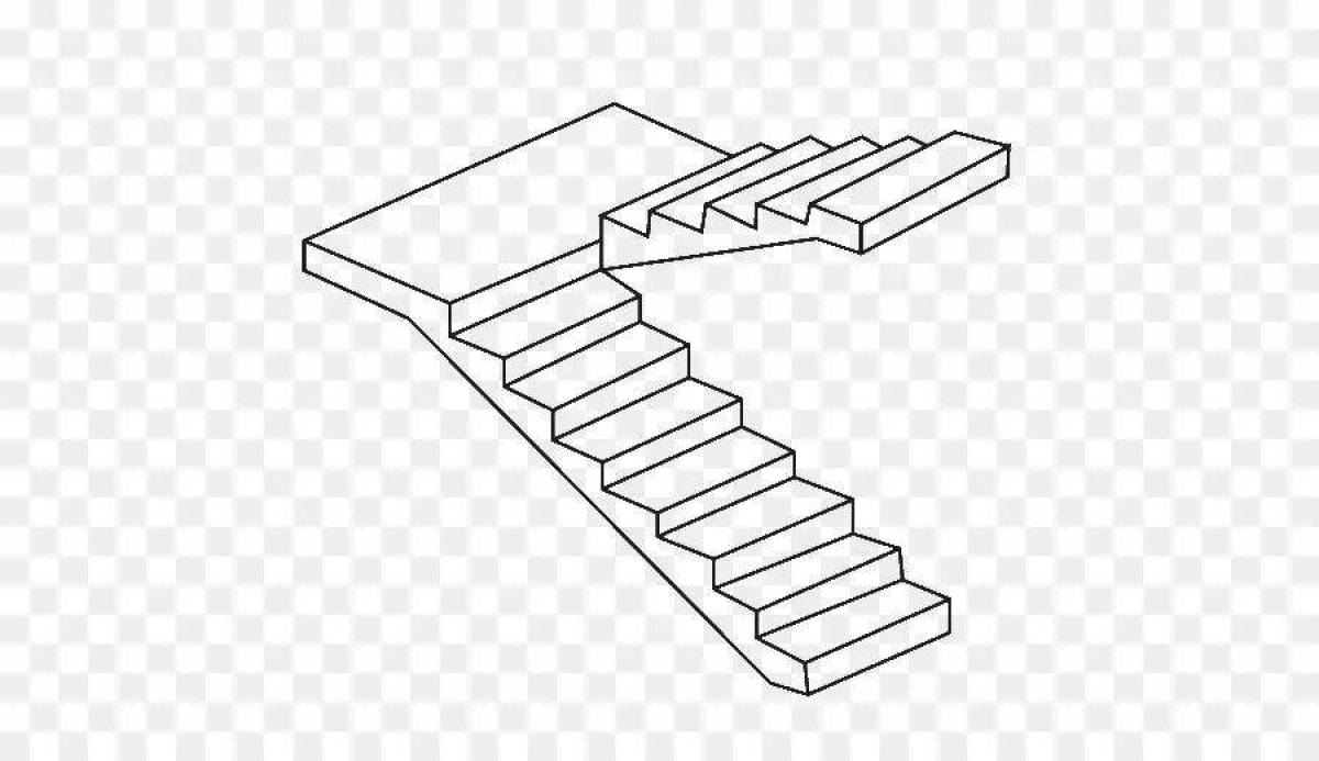 Detailed stairs coloring page