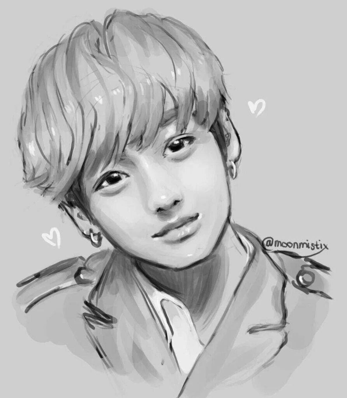 Glowing jungkook coloring page