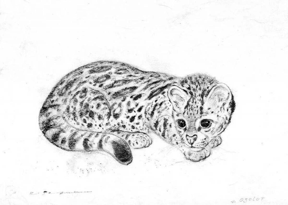 Intricate coloring ocelot