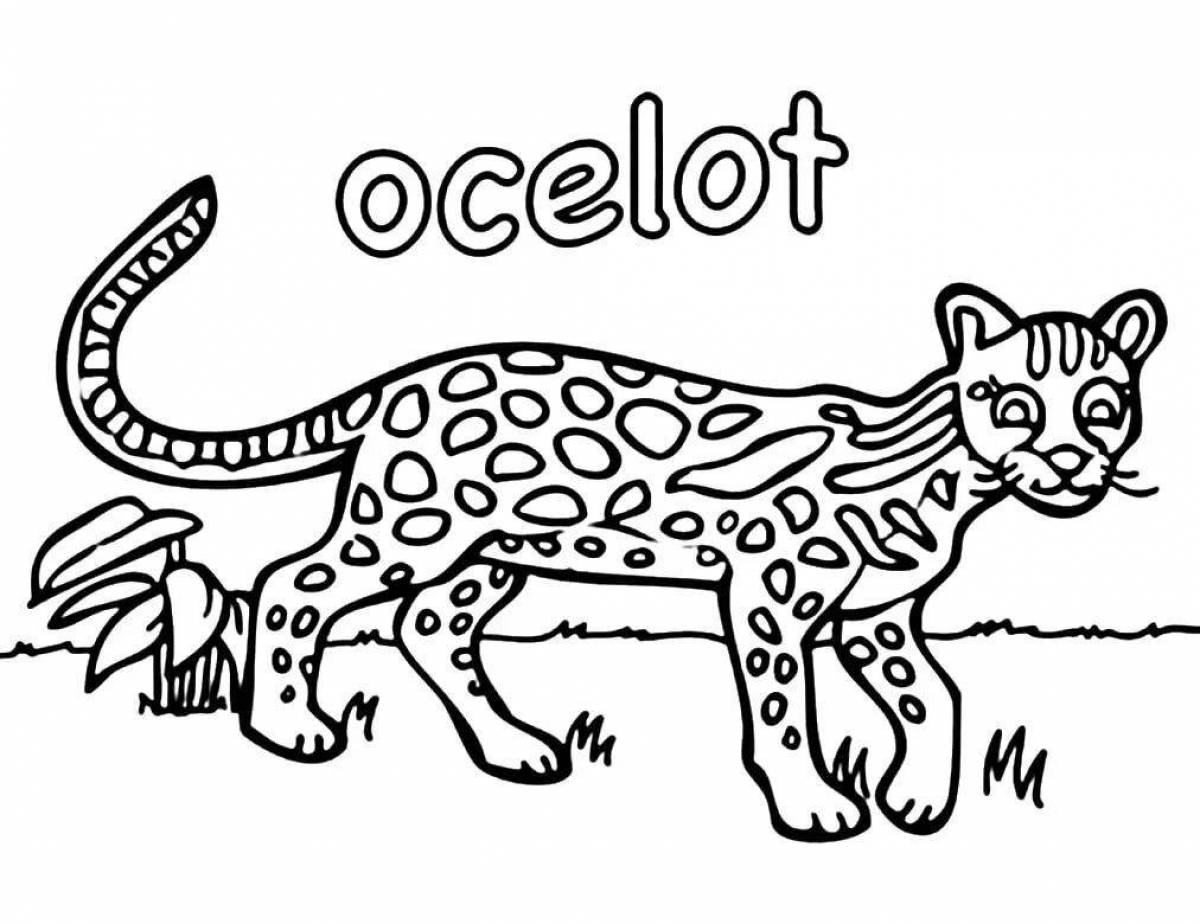 Detailed coloring ocelot