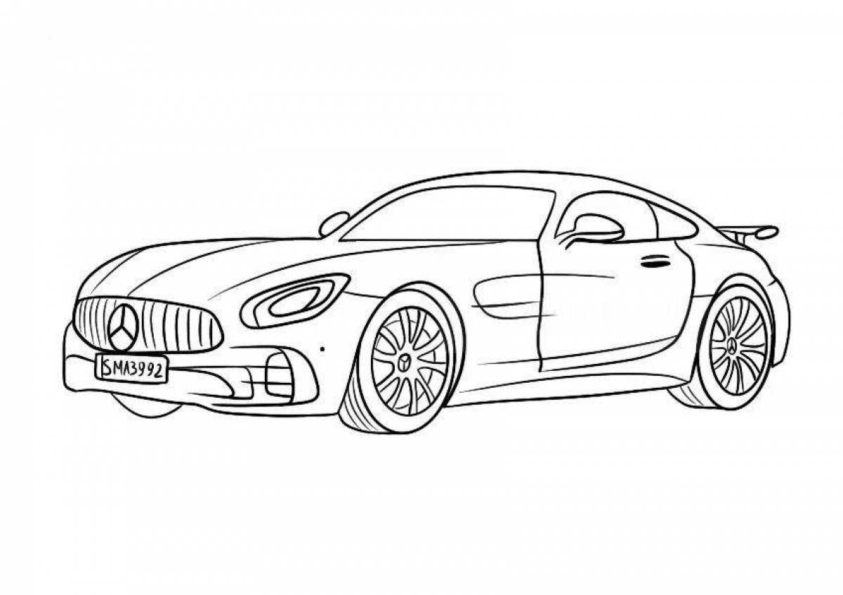 Coloring book glowing mercedes amg